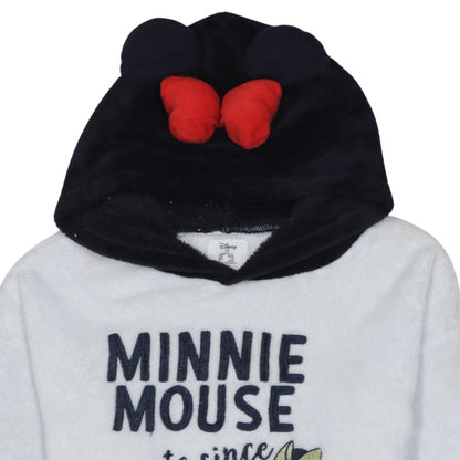 Disney Women’s Minnie Mouse Fleece Pyjama Top S 10-12 White Hooded Winter Loungewear