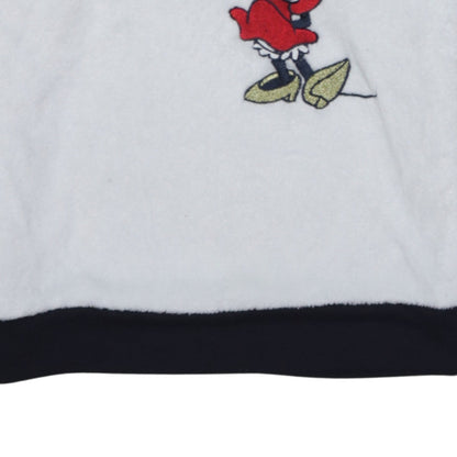 Disney Women’s Minnie Mouse Fleece Pyjama Top S 10-12 White Hooded Winter Loungewear