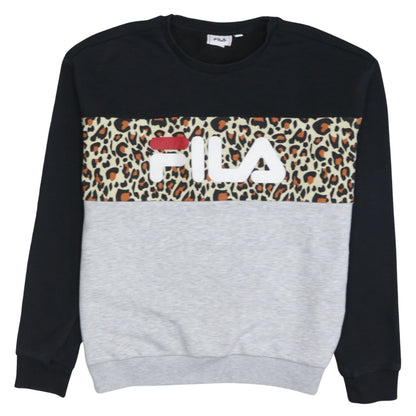 FILA Womens Black Grey Animal Print Sweatshirt Size S