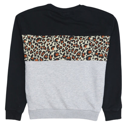 FILA Womens Black Grey Animal Print Sweatshirt Size S