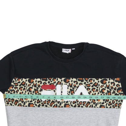 FILA Womens Black Grey Animal Print Sweatshirt Size S