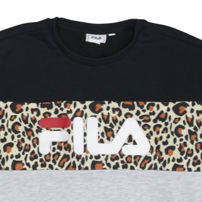 FILA Womens Black Grey Animal Print Sweatshirt Size S