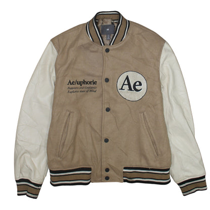 Mens UK Size M H&M Beige Varsity Jacket