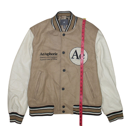 Mens UK Size M H&M Beige Varsity Jacket