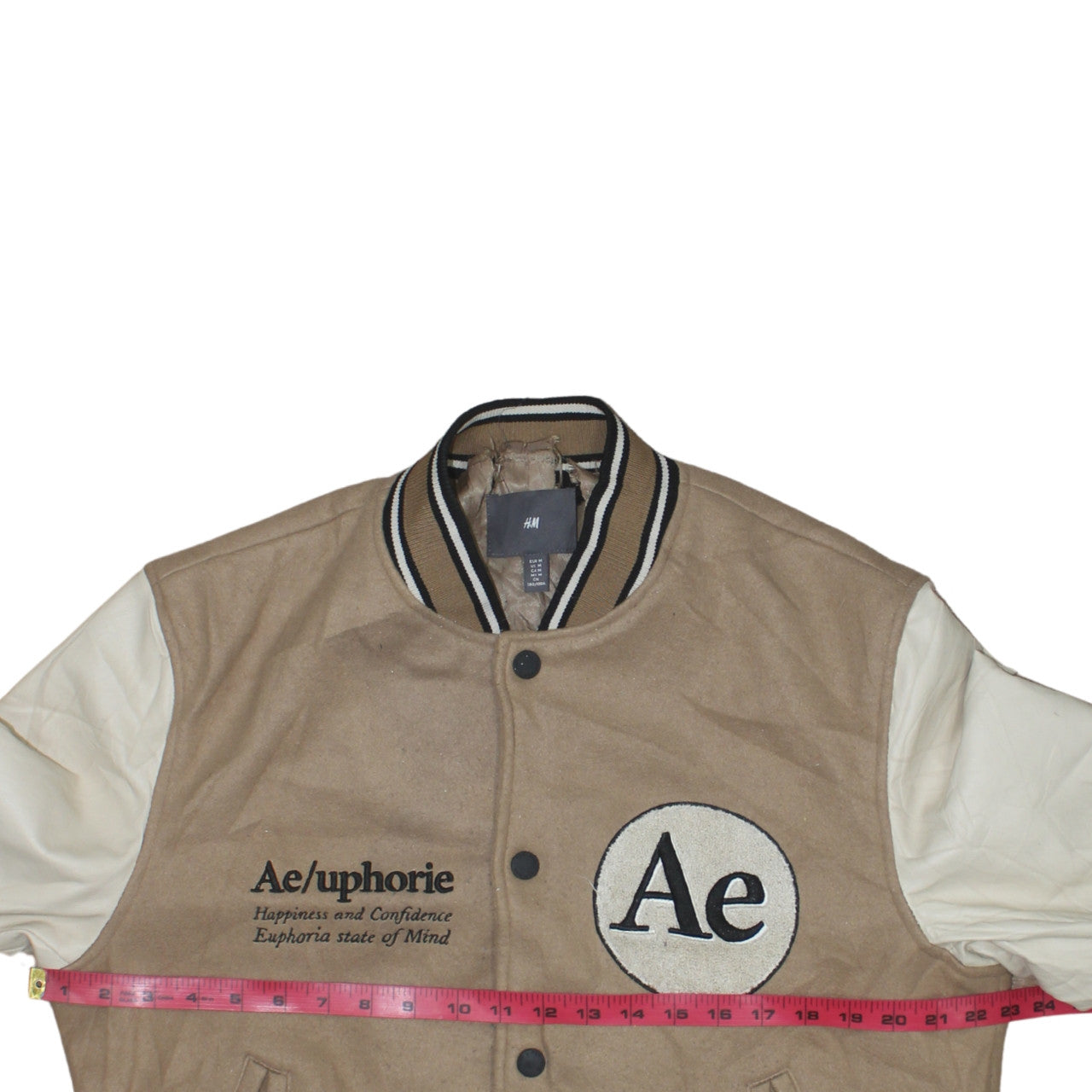Mens UK Size M H&M Beige Varsity Jacket