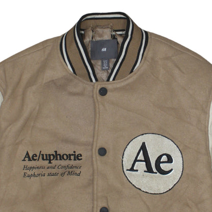 Mens UK Size M H&M Beige Varsity Jacket