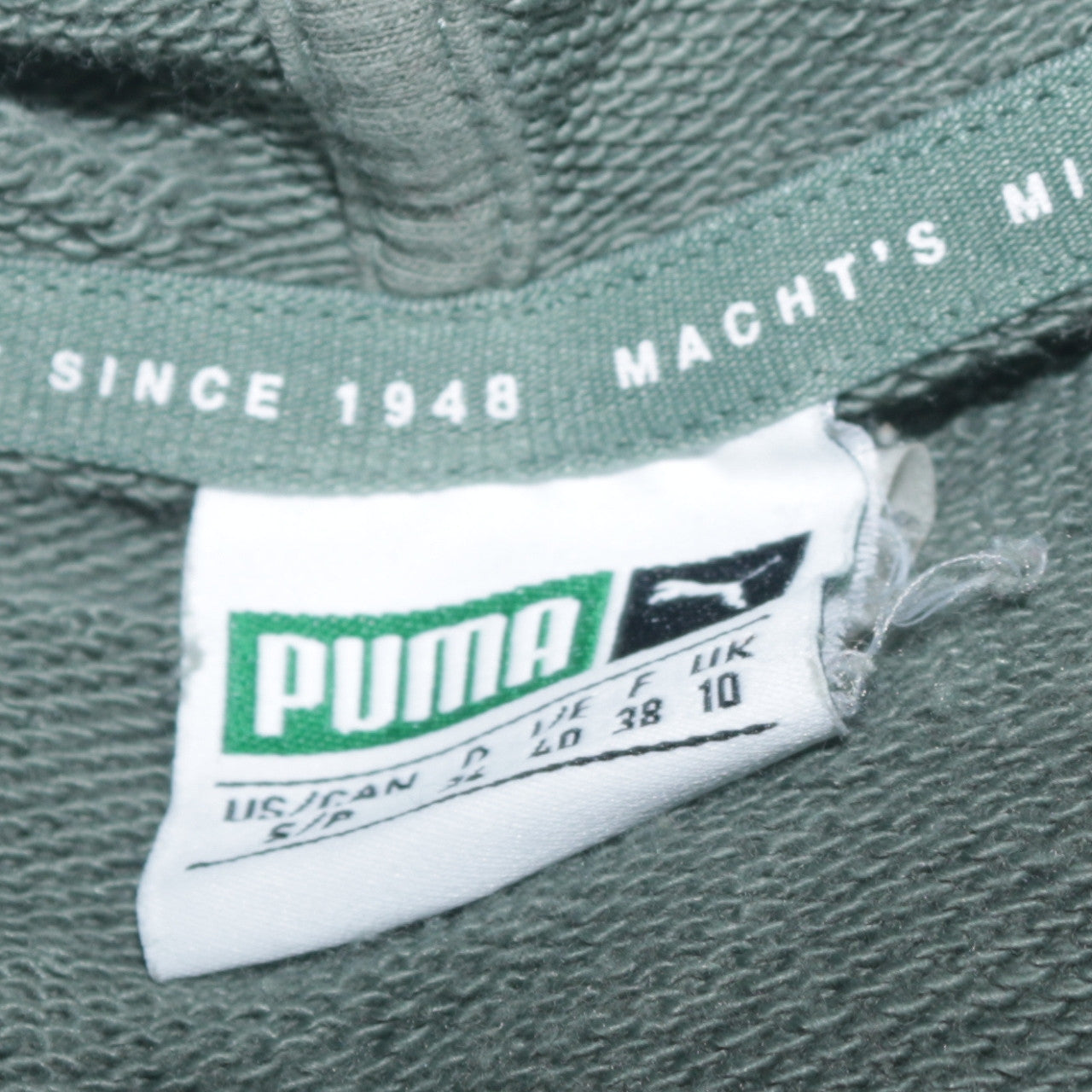 Womens UK Size 10 PUMA Green Pullover Hoodie