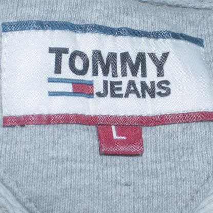 Mens UK Size L Tommy Jeans Grey Pullover Hoodie