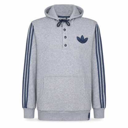 Adidas Men's Grey Henley Hoodie Sweatshirt M Regular Fit