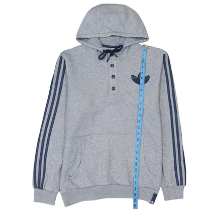 Adidas Men's Grey Henley Hoodie Sweatshirt M Regular Fit