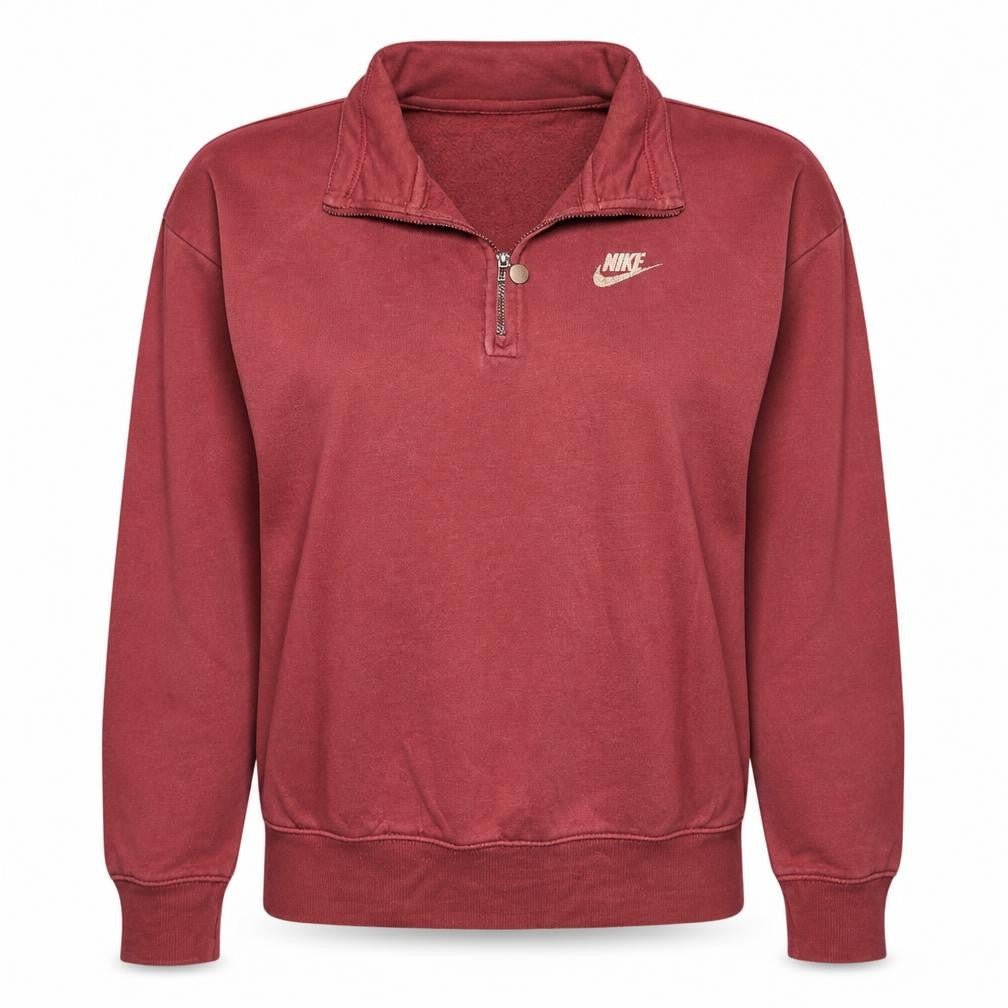 Nike Womens Red XS 1/4 Zip Oversized Sweatshirt Pullover