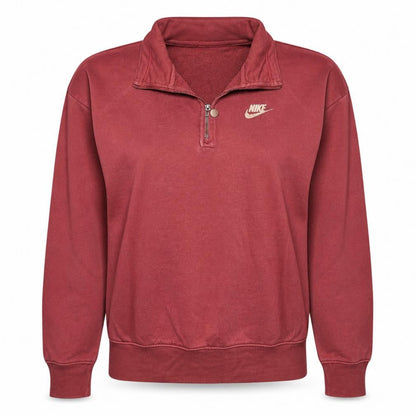 Nike Womens Red XS 1/4 Zip Oversized Sweatshirt Pullover