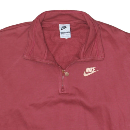 Nike Womens Red XS 1/4 Zip Oversized Sweatshirt Pullover