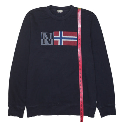 Napapijri Mens Blue Crew Neck Logo Sweatshirt Size L