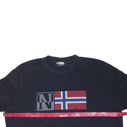 Napapijri Mens Blue Crew Neck Logo Sweatshirt Size L