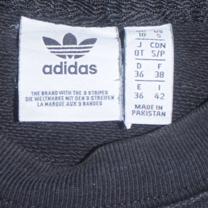Adidas Women Black Crew Neck Pullover Sweatshirt UK 10 Logo Print