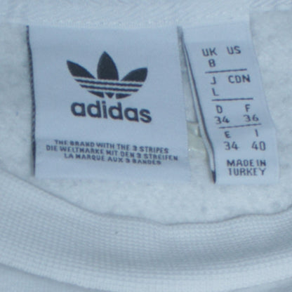 Adidas Women White Crew Neck Long Sleeve Pullover Sweatshirt Size 8