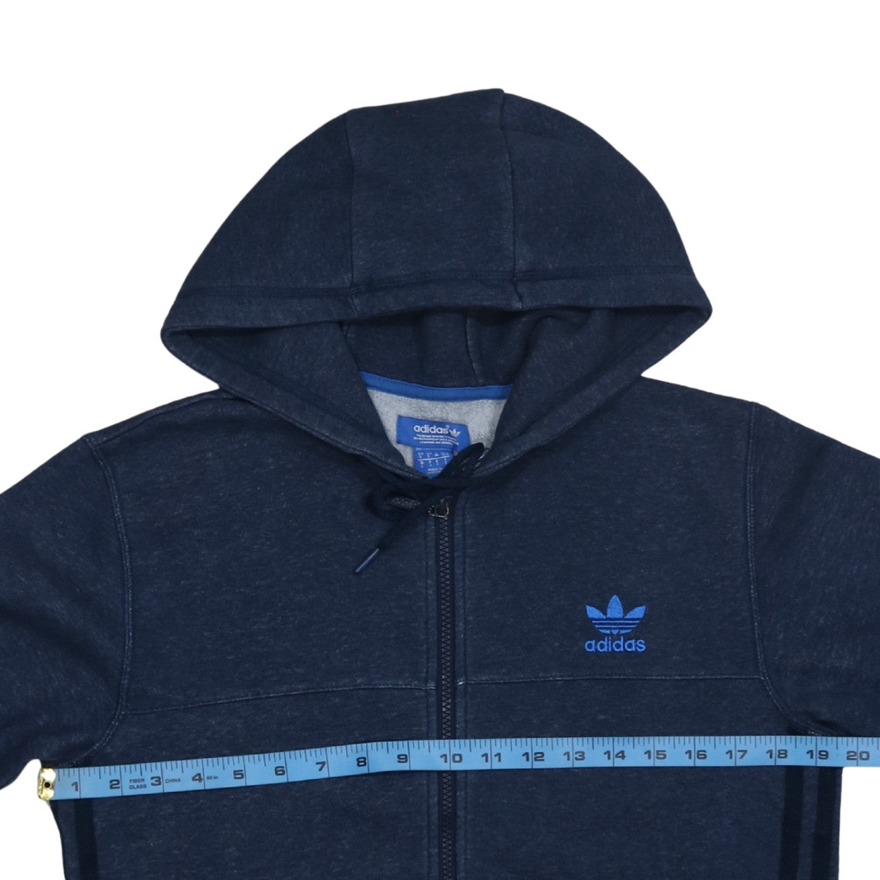 Mens UK Size S adidas Blue Full Zip Hoodie