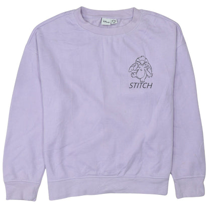 Disney Womens Purple Stitch Sweatshirt Small Pullover Crew Neck