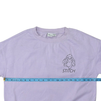 Disney Womens Purple Stitch Sweatshirt Small Pullover Crew Neck