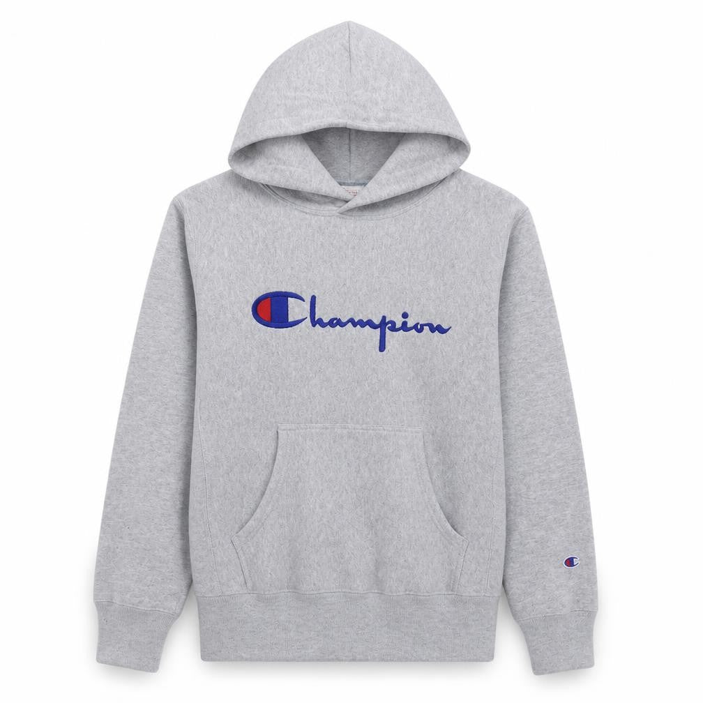 Champion Men's Grey Reverse Weave Pullover Hoodie Large