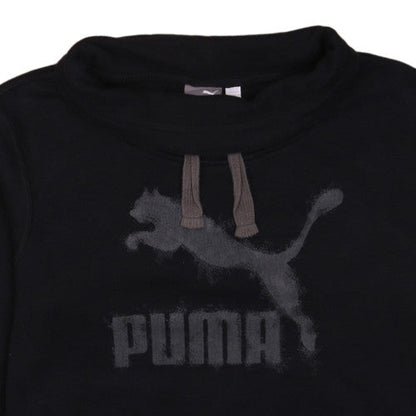 Puma Women Black Size 14 Pullover Hoodie Sweatshirt Logo Print