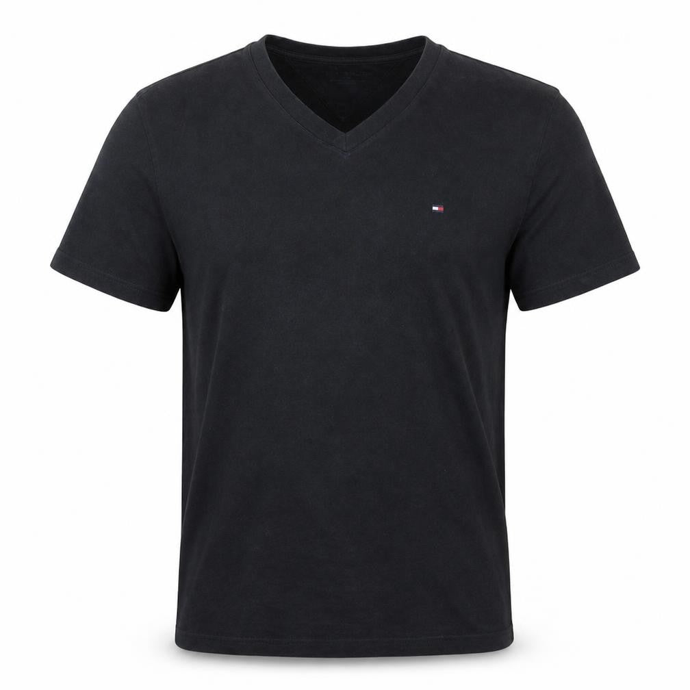 Tommy Hilfiger Men's Black V-Neck Cotton T-Shirt Size L