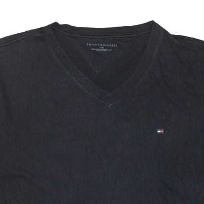 Tommy Hilfiger Men's Black V-Neck Cotton T-Shirt Size L