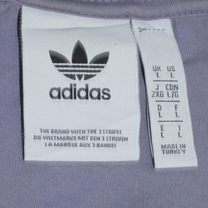 adidas Men's Purple Logo Crew Neck Cotton T-Shirt Size L