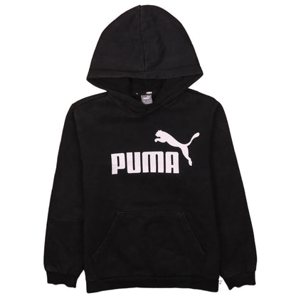 Puma Boys Black Pullover Hoodie 13-14 Years Logo Graphic Cotton Blend