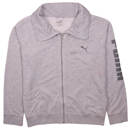 Puma Womens Grey Full Zip Sweatshirt Size XL Classic Fit Logo Print