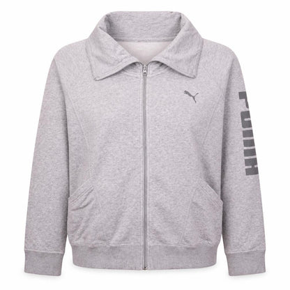 Puma Womens Grey Full Zip Sweatshirt Size XL Classic Fit Logo Print