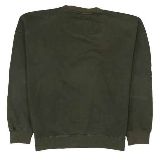 Adidas Mens Green Small Crew Neck Pullover Sweatshirt