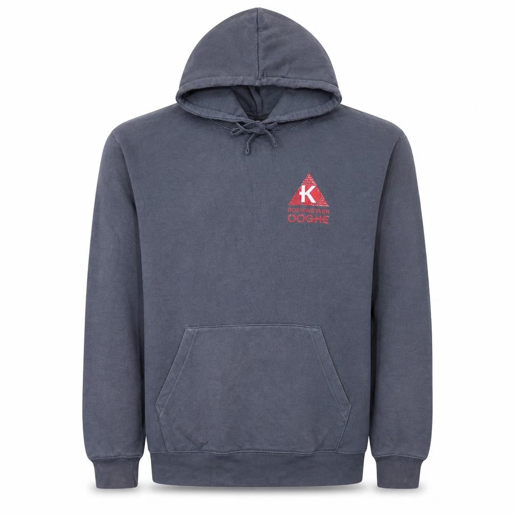 Russell Men’s Grey Pullover Hoodie L Embroidered Logo Fleece