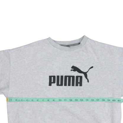 Puma Women's Grey Logo Crew Neck Pullover Sweatshirt Size L
