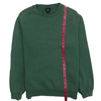 H&M Men's Green Relaxed Fit Cotton Blend Crew Neck Sweatshirt Size M