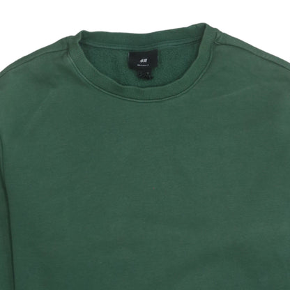 H&M Men's Green Relaxed Fit Cotton Blend Crew Neck Sweatshirt Size M