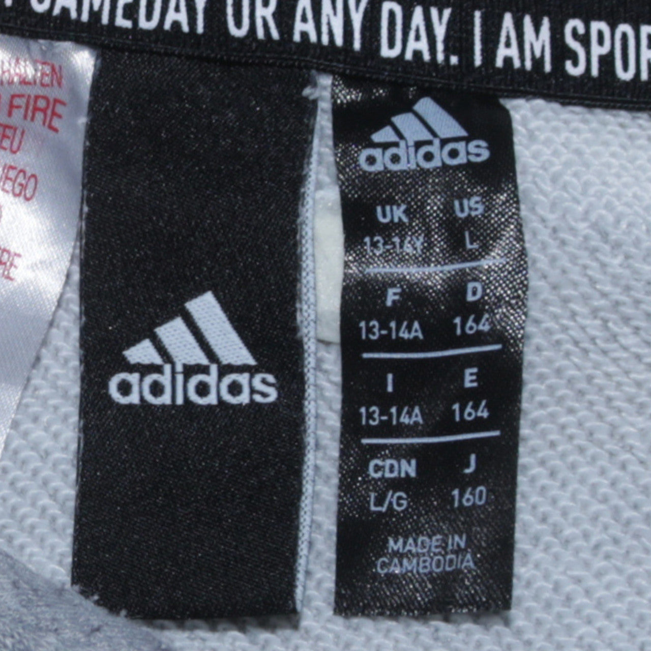 Adidas Boys Grey Pullover Hoodie 13-14 Years Logo Print Sportswear