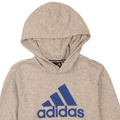 Adidas Boys Grey Pullover Hoodie 13-14 Years Logo Print Sportswear