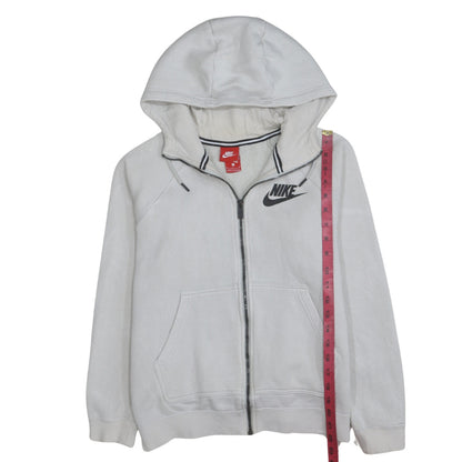 Nike Boys White Full Zip Hoodie Size S Cotton Blend Lined Sweatshirt