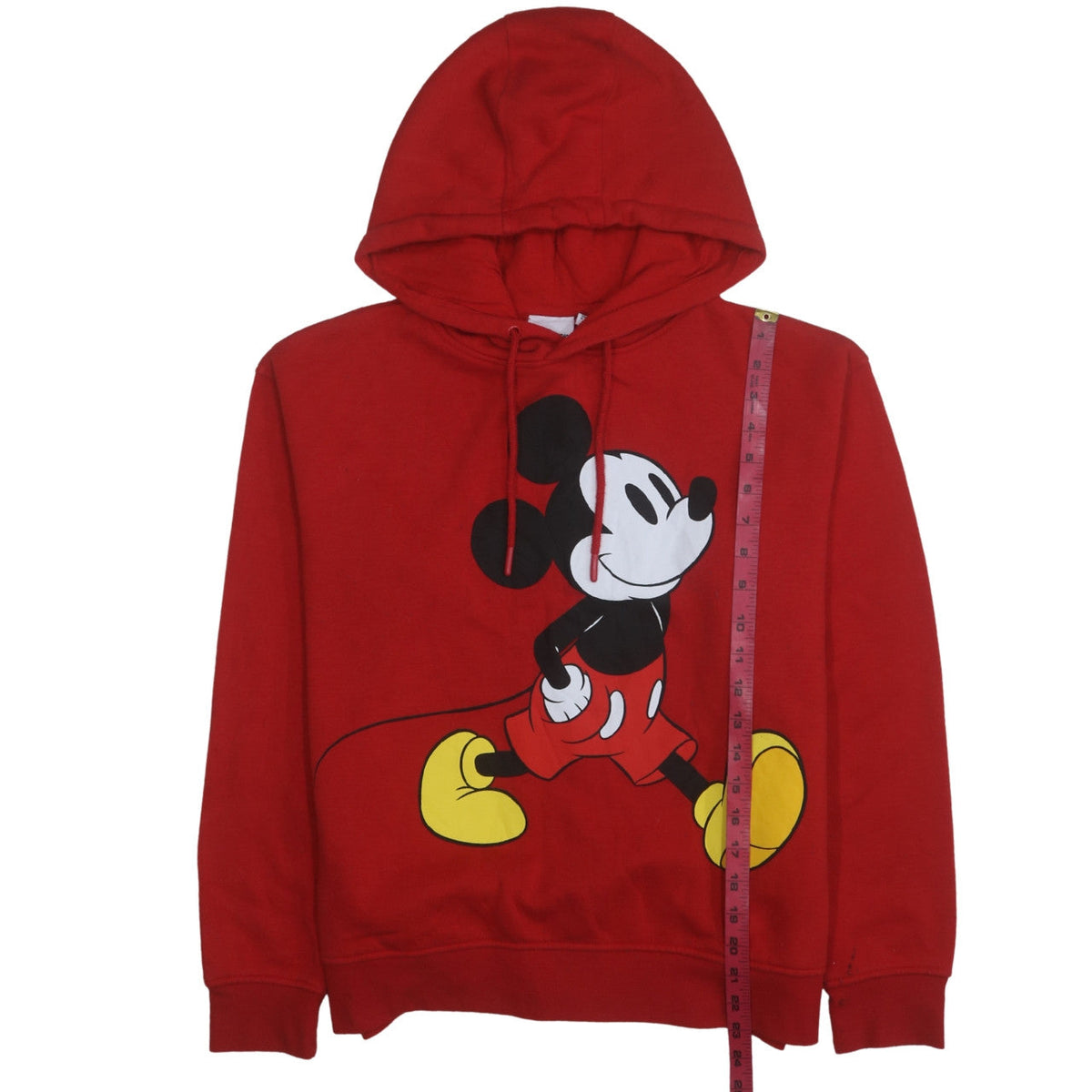 Disney Women's Red Mickey Mouse Hooded Pullover Sweatshirt Size S