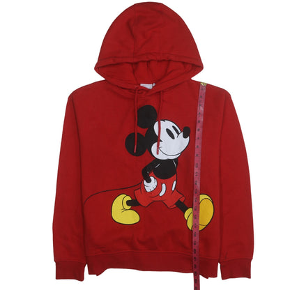 Disney Women's Red Mickey Mouse Hooded Pullover Sweatshirt Size S
