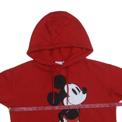 Disney Women's Red Mickey Mouse Hooded Pullover Sweatshirt Size S
