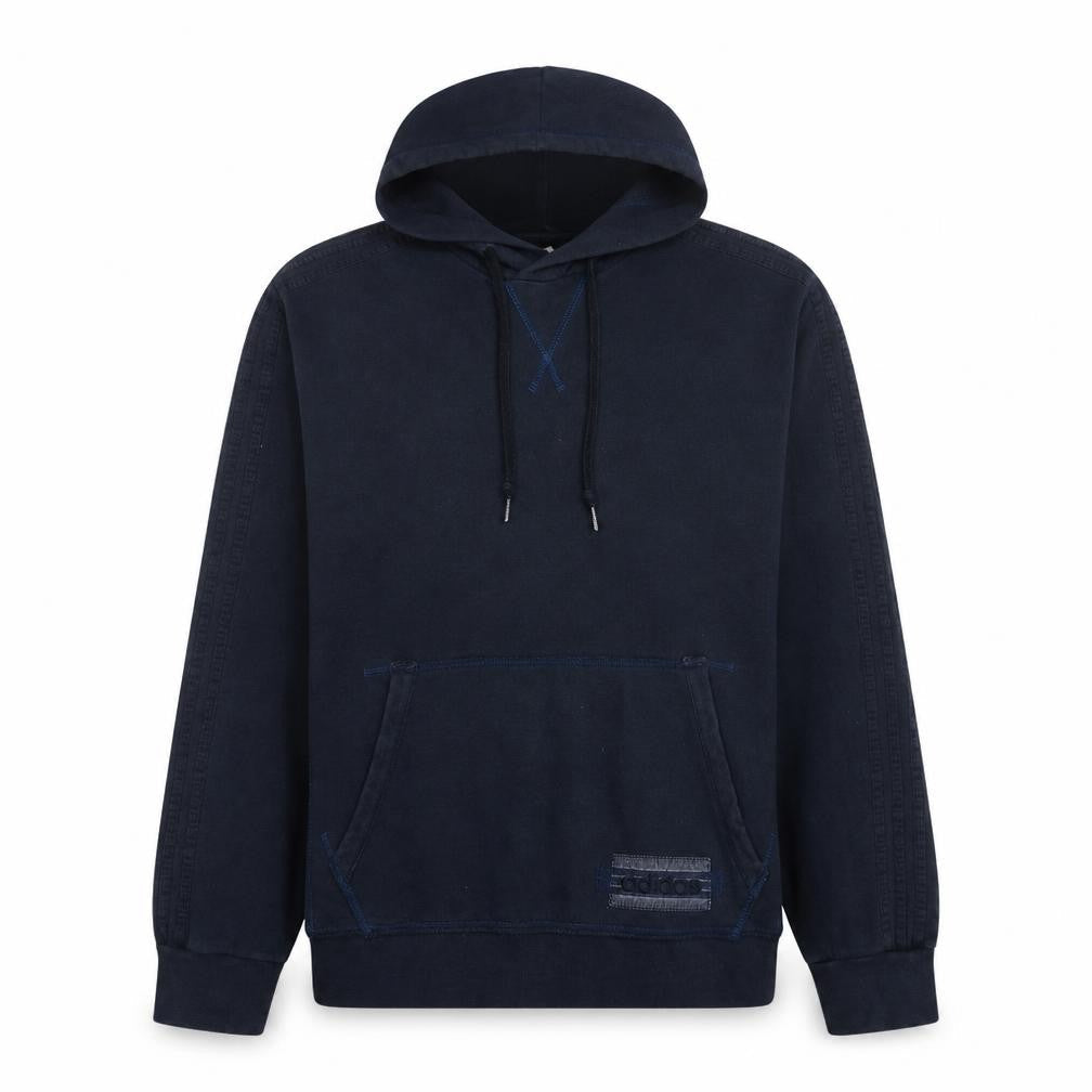 Front view of Adidas Men's Blue XL Pullover Hoodie Fleece Sportswear