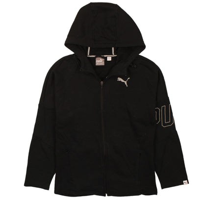 Puma Womens Black Full Zip Hoodie XS UK 8 Logo Hooded Sweatshirt