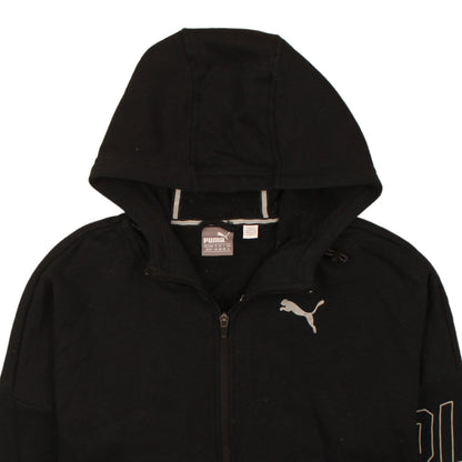 Puma Womens Black Full Zip Hoodie XS UK 8 Logo Hooded Sweatshirt