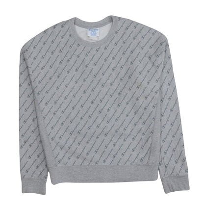 Champion Men's Grey Reverse Weave Logo Pullover Sweatshirt Size L
