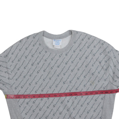 Champion Men's Grey Reverse Weave Logo Pullover Sweatshirt Size L