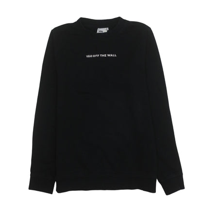 Vans Womens Black Small Pullover Sweatshirt Off The Wall Logo