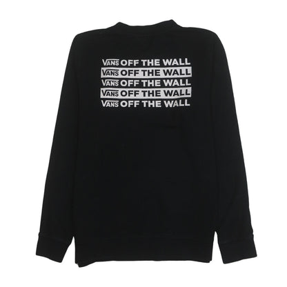 Vans Womens Black Small Pullover Sweatshirt Off The Wall Logo